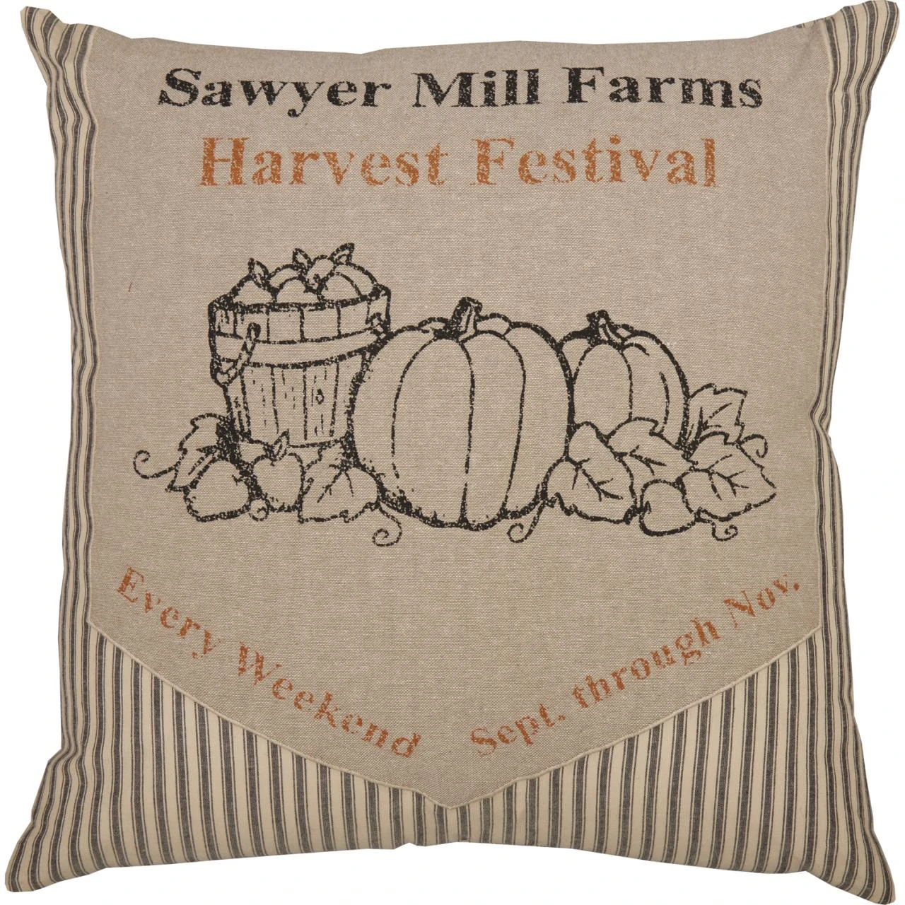 Sawyer Mill Charcoal Harvest Festival Pillow - 18x18