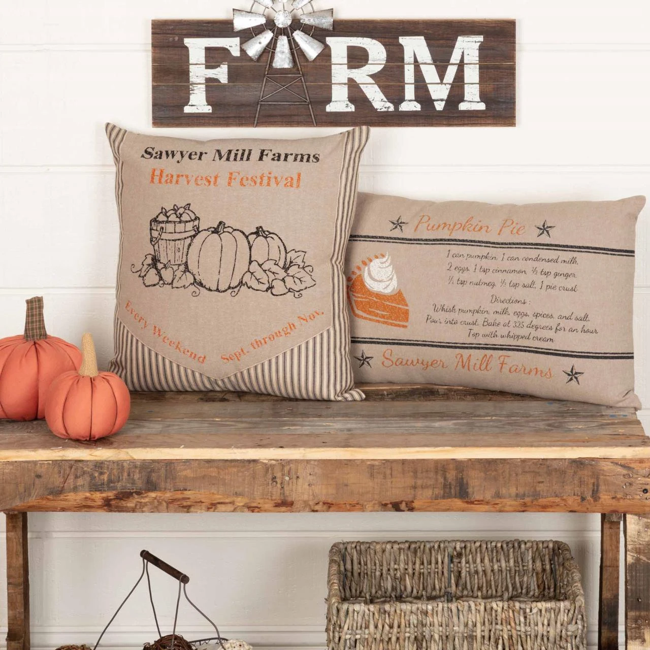 Sawyer Mill Charcoal Harvest Festival Pillow - 18x18 5 Sawyer Mill Charcoal Harvest Festival Pillow - 18x18 - Image 3