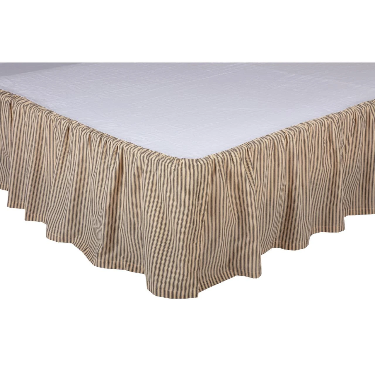 Sawyer Mill Charcoal Ticking Stripe Bed Skirt 4 Sawyer Mill Charcoal Ticking Stripe Bed Skirt - Image 2