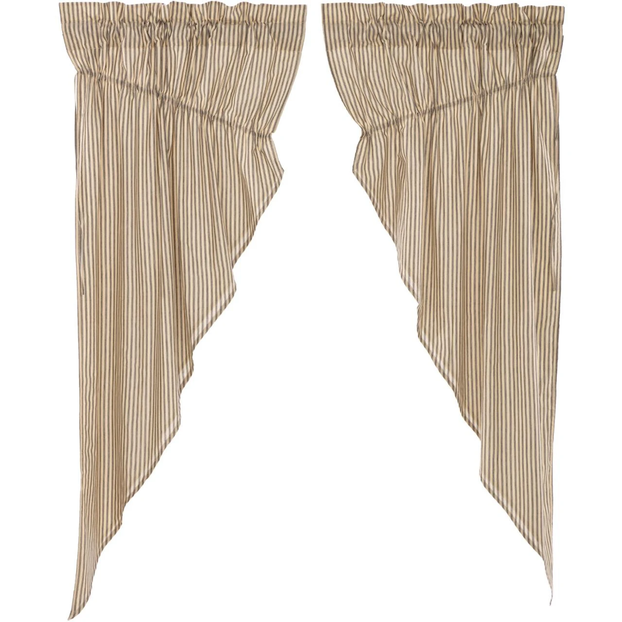 Sawyer Mill Charcoal Ticking Stripe Prairie Gathered Curtains - 72x63 4 Sawyer Mill Charcoal Ticking Stripe Prairie Gathered Curtains - 72x63 - Image 2