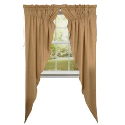 Simple Life Flax Khaki Prairie Gathered Curtains - 72x84