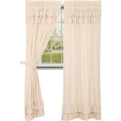 Simple Life Flax Natural Panels - Ruffled 80x84