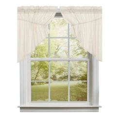 Simple Life Flax Natural Prairie Gathered Curtains - 72x36