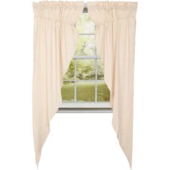 Simple Life Flax Natural Prairie Gathered Curtains - 72x84