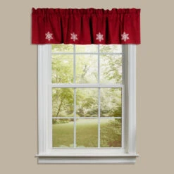 Snowflake Barn Red Valance - 72x15.5 -Home Improvement Store Snowflake Barn Red Valance 72x15 5 648558025764 image3 25758.1685642554