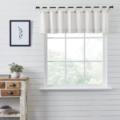 Stitched Burlap White Valance - 72x16 -Home Improvement Store Stitched Burlap White Valance 72x16 840233900391 image3 96978.1686153845