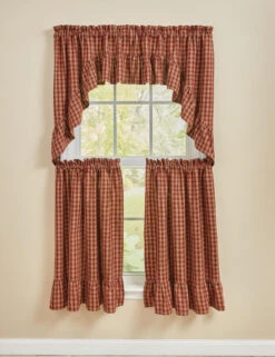 Sturbridge Wine Plaid Swags - Ruffle 72x36 -Home Improvement Store Sturbridge Wine Plaid Swags Ruffle 72x36 762242033443 image3 16516.1692132940