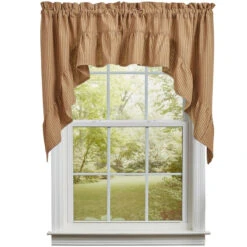 Sturbridge Wine Ticking Swags - Ruffle 72x36