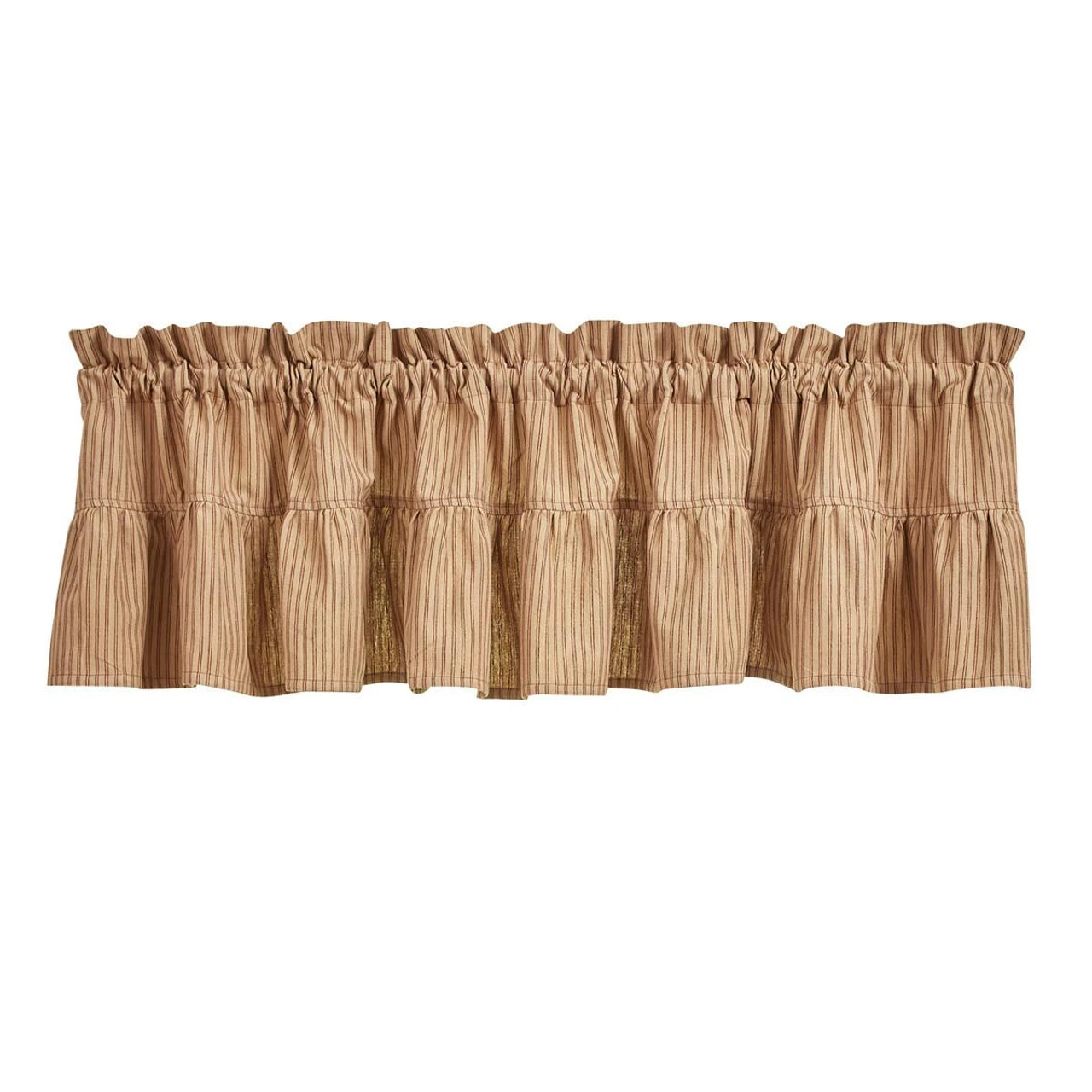 Sturbridge Wine Ticking Valance - Ruffle 72x14 4 Sturbridge Wine Ticking Valance - Ruffle 72x14 - Image 2