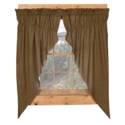 Tea Cabin Green Plaid Prairie Gathered Curtains - 72x63