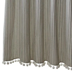 Ticking With Ball Fringe Shower Curtain 6 Ticking With Ball Fringe Shower Curtain -Home Improvement Store Ticking With Ball Fringe Shower Curtain 762242040809 image2 90853.1674729066