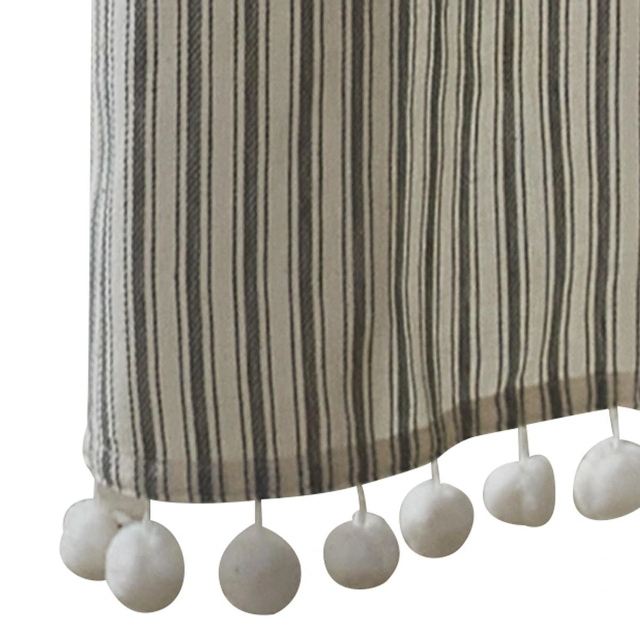 Ticking With Ball Fringe Shower Curtain 5 Ticking With Ball Fringe Shower Curtain - Image 3