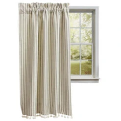 Ticking With Ball Fringe Single Panel - 56x84