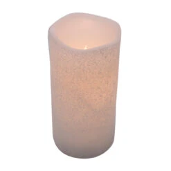 White Timer Candle - 3x6 Frosty Pillar