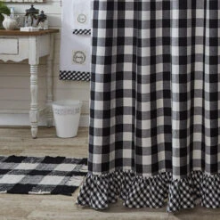Wicklow Check Black & Cream Shower Curtain - Ruffled