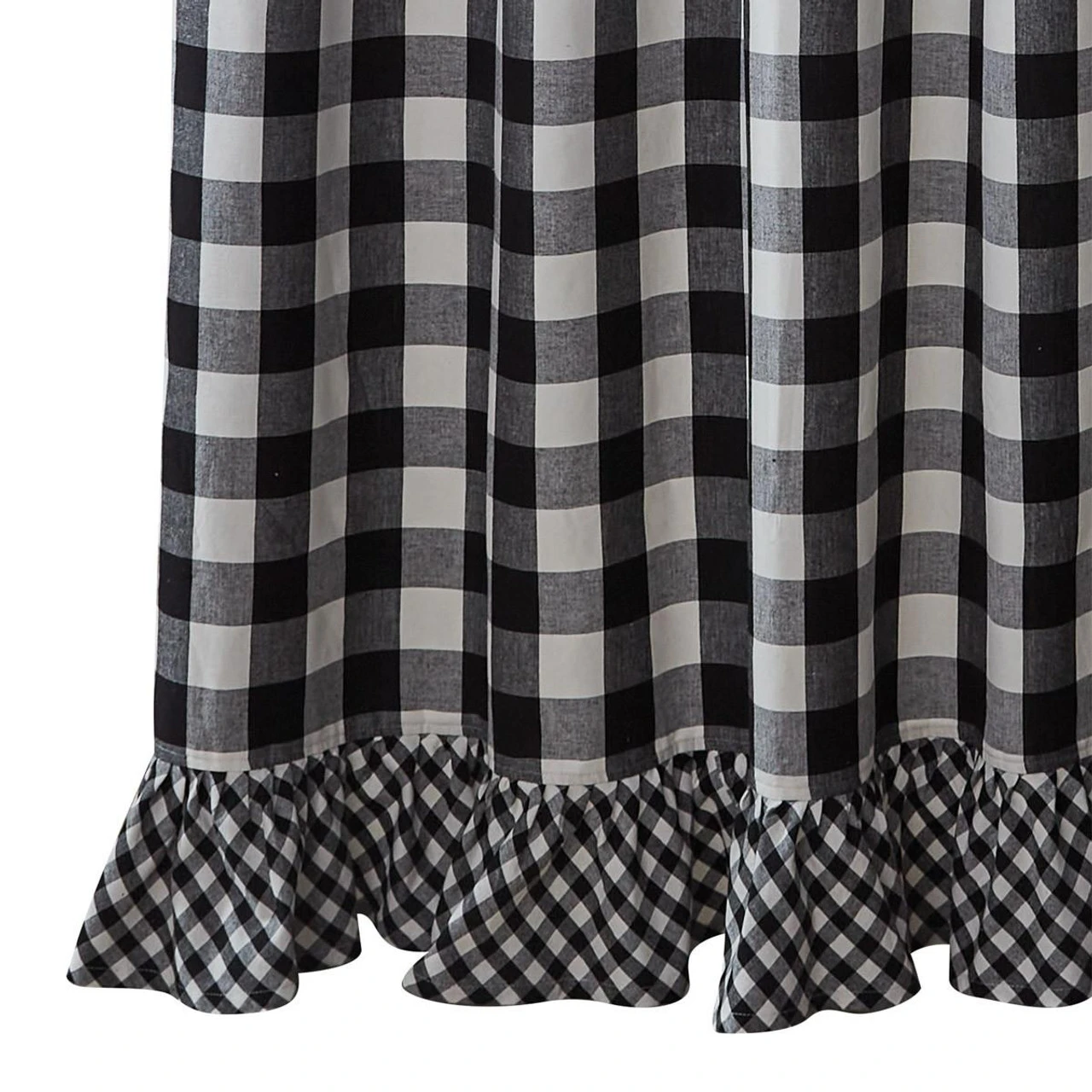 Wicklow Check Black & Cream Shower Curtain - Ruffled 4 Wicklow Check Black & Cream Shower Curtain - Ruffled - Image 2