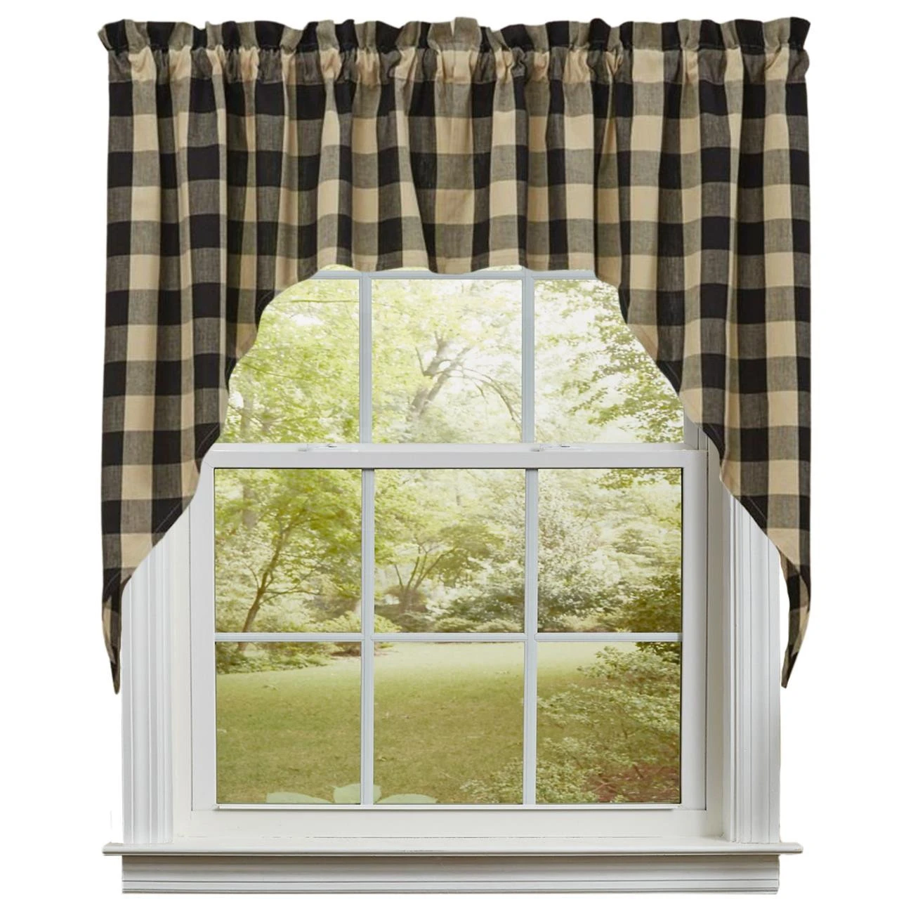 Wicklow Check Black Swags - 72x36 3 Wicklow Check Black Swags - 72x36