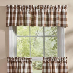 Wicklow Check Brown & Cream Valance - 72x14 -Home Improvement Store Wicklow Check Brown Cream Valance 72x14 762242060630 image3 31186.1694615582