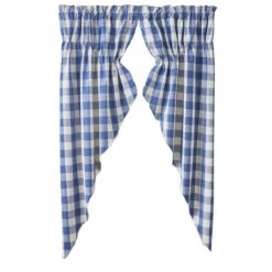 Wicklow Check China Blue Prairie Gathered Curtains - 72x63 -Home Improvement Store Wicklow Check China Blue Prairie Gathered Curtains 72x63 762242995239 image2 27481.1689055966