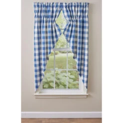 Wicklow Check China Blue Prairie Gathered Curtains - 72x63 -Home Improvement Store Wicklow Check China Blue Prairie Gathered Curtains 72x63 762242995239 image3 59835.1689055974