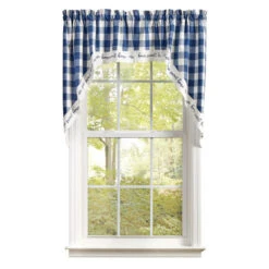 Wicklow Check China Blue Swags - Home 72x36