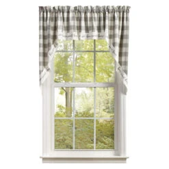 Wicklow Check Dove Swags - Home 72x36