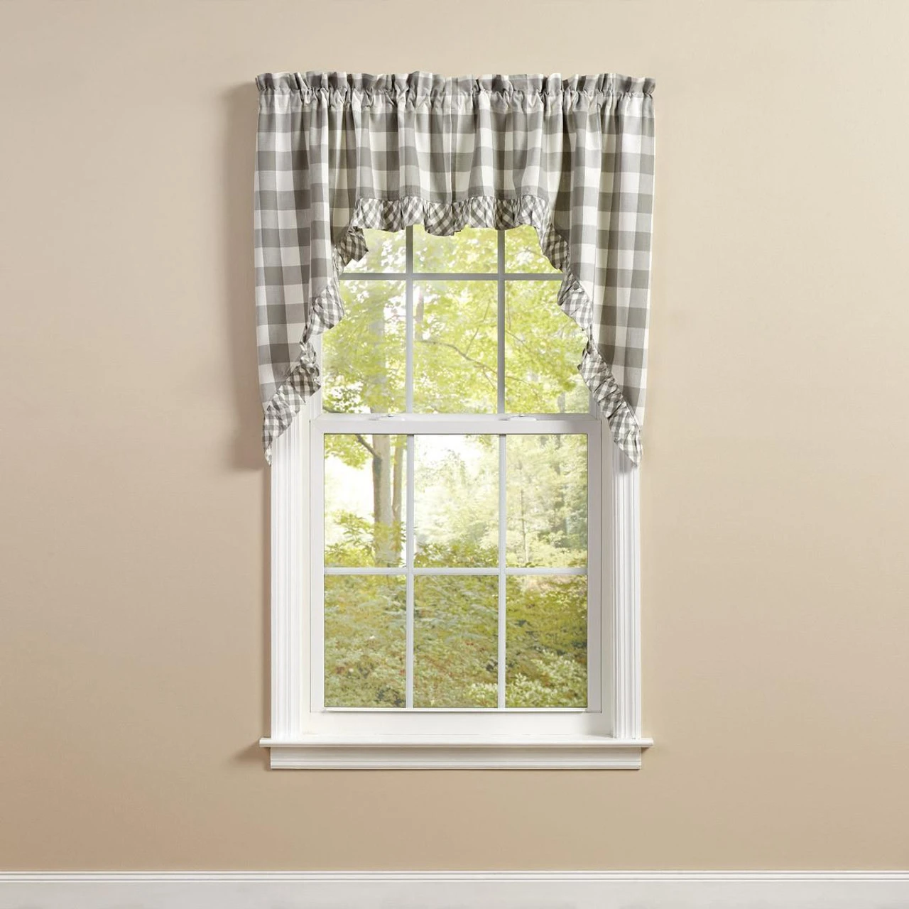 Wicklow Check Dove Swags - Ruffled 72x36 5 Wicklow Check Dove Swags - Ruffled 72x36 - Image 3