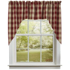 Wicklow Check Garnet Swags - 72x36