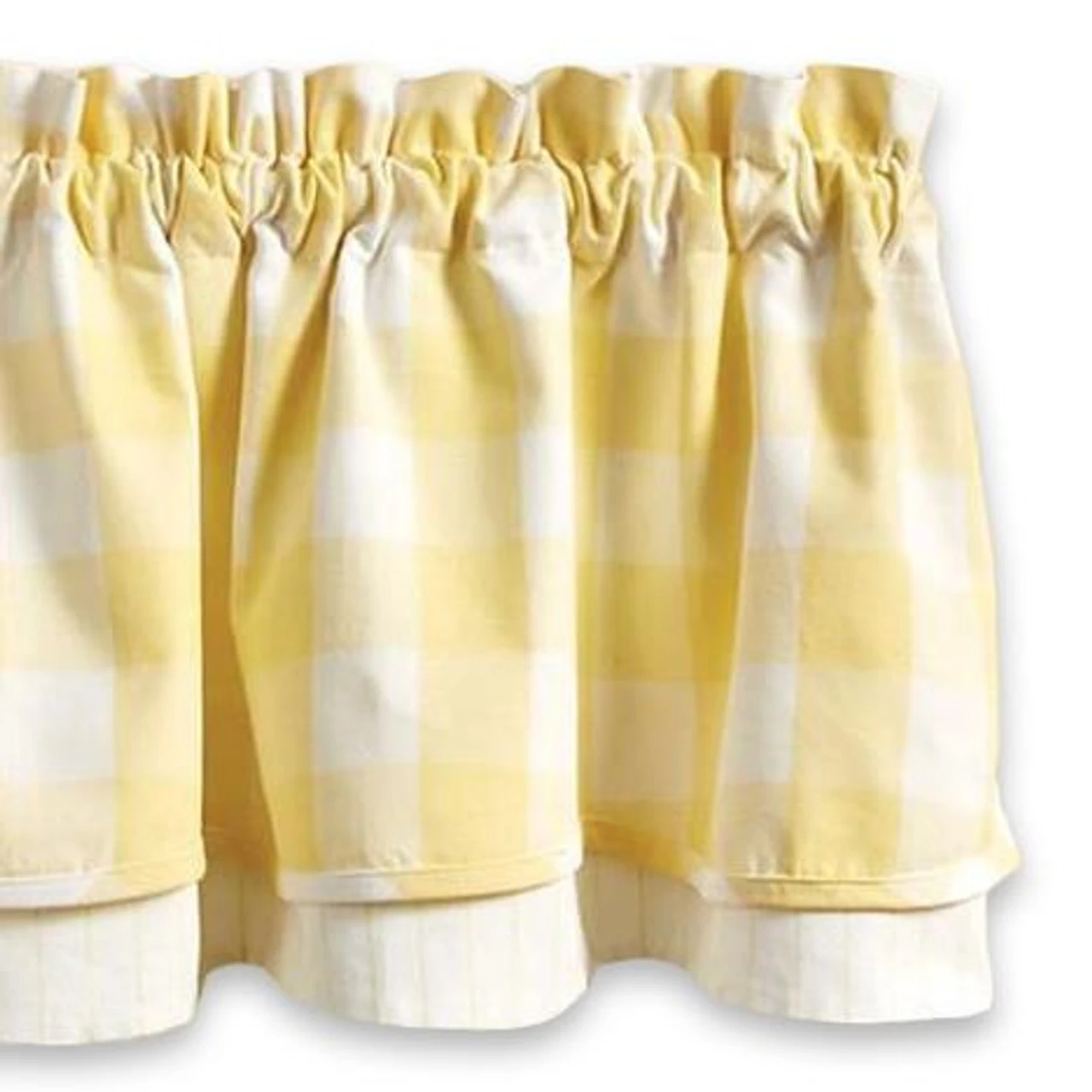 Wicklow Check Yellow Valance - Lined Layered 72x16 3 Wicklow Check Yellow Valance - Lined Layered 72x16