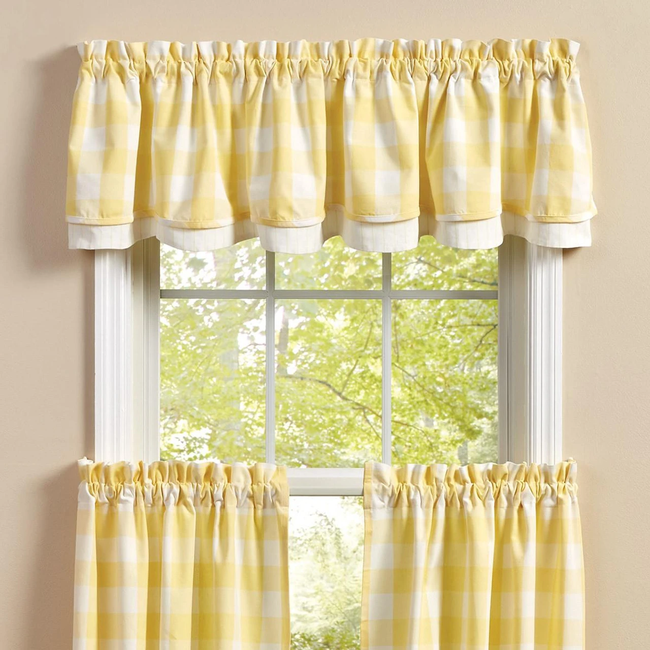 Wicklow Check Yellow Valance - Lined Layered 72x16 5 Wicklow Check Yellow Valance - Lined Layered 72x16 - Image 3